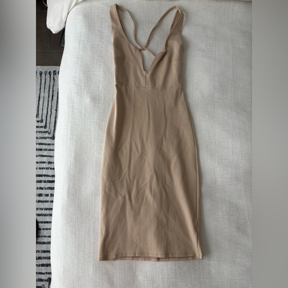 Beige Sleeveless Dress